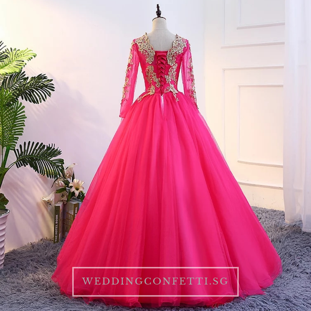 The Rosella Royal Blue Red Fuschia Champagne Long Sleeves Ball