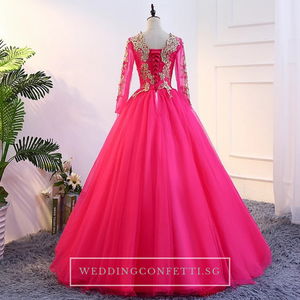 The Rosella Royal Blue/Red/Fuschia/Champagne Long Sleeves Gown (Available in 4 Colours) - WeddingConfetti