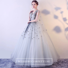 Load image into Gallery viewer, The Khaylene Wedding Bridal Grey/Pink Illusion Sleeves Dress - WeddingConfetti