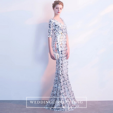 Load image into Gallery viewer, The Jhovana Rose Gold/Silver/Black Long Sleeves Gown - WeddingConfetti