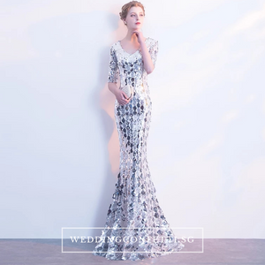 The Jhovana Rose Gold/Silver/Black Long Sleeves Gown - WeddingConfetti