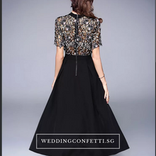 Load image into Gallery viewer, The Kazlin Short Sleeve Black Lace Gown - WeddingConfetti