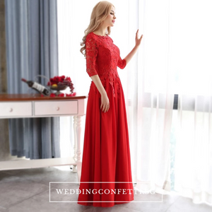 Red long bridesmaid dresses on sale