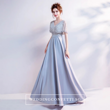 Load image into Gallery viewer, The Silvia Bridal Wedding Grey Short Sleeves Dress - WeddingConfetti