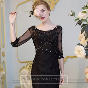 The Kastina Black Illusion Long Sleeves Dress - WeddingConfetti