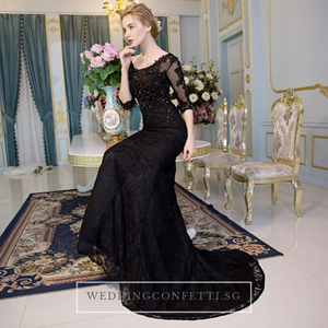 The Kastina Black Illusion Long Sleeves Dress - WeddingConfetti