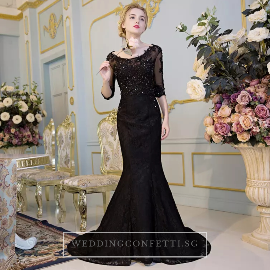 The Kastina Black Illusion Long Sleeves Dress WeddingConfetti