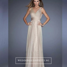 Load image into Gallery viewer, The Melania Blue/Red/Champagne V Neck Sleeveless Sequins Gown - WeddingConfetti