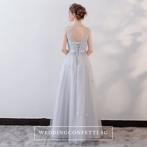 The Erinya Grey Sleeveless Lace Dress - WeddingConfetti