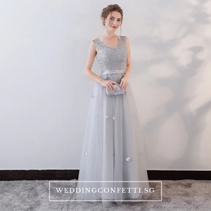 The Erinya Grey Sleeveless Lace Dress - WeddingConfetti