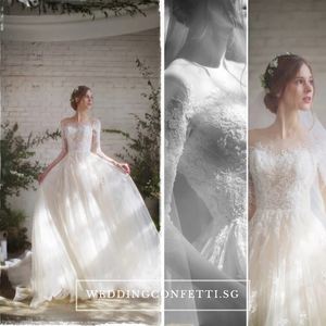 The Demetrios Wedding Bridal White Illusion Gown - WeddingConfetti
