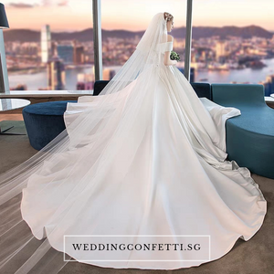 The Catelyn Wedding Bridal Off Shoulder Satin Gown - WeddingConfetti