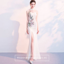 Load image into Gallery viewer, The Marisa Mandarin Collar White / Red / Black Sleeveless Gown - WeddingConfetti