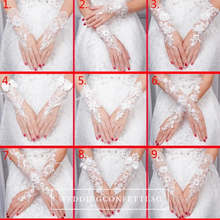 Load image into Gallery viewer, Wedding Lace White Gloves - WeddingConfetti