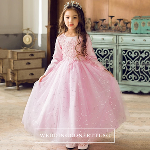 The Pearlyn Flower Girl Dress (Long Sleeves)  (Available in 3 colours) - WeddingConfetti