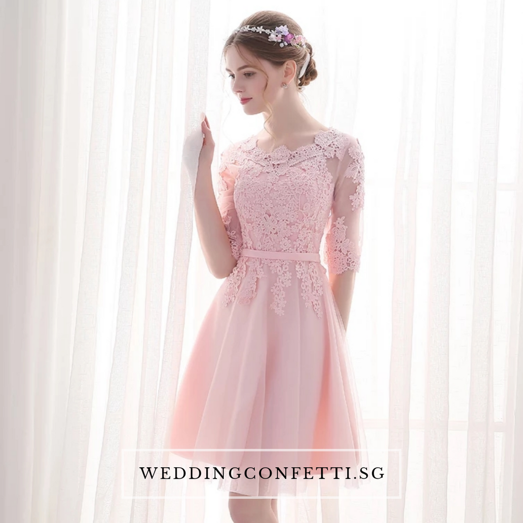 The Estelle Wedding Bridal Pink Lace Dress - WeddingConfetti
