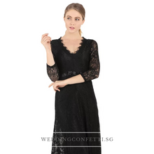 Load image into Gallery viewer, Azelia Black Long Lace Dress - WeddingConfetti