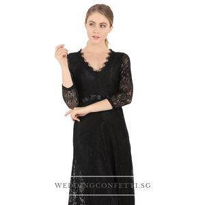 Azelia Black Long Lace Dress - WeddingConfetti