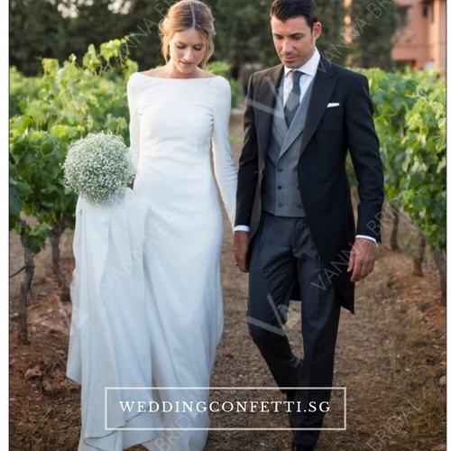 The Premala Bridal Long Sleeves White Gown (Customisable) - WeddingConfetti