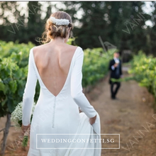 Load image into Gallery viewer, The Premala Bridal Long Sleeves White Gown (Customisable) - WeddingConfetti