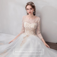 Load image into Gallery viewer, The Marlowe Wedding Bridal White Long Illusion Sleeves Dress  - WeddingConfetti
