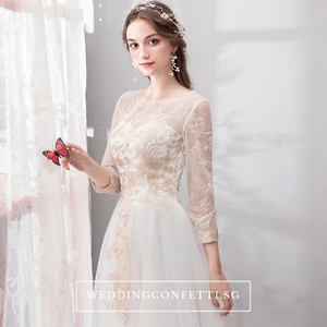 The Marlowe Wedding Bridal White Long Illusion Sleeves Dress  - WeddingConfetti