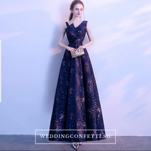 Load image into Gallery viewer, The Reneeta Blue / Green Toga Sleeveless Satin Dress - WeddingConfetti
