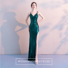 Load image into Gallery viewer, The Soleil Blue/Wine Red/Green Sleeveless Sequined Dress - WeddingConfetti