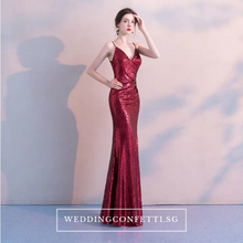Load image into Gallery viewer, The Soleil Blue/Wine Red/Green Sleeveless Sequined Dress - WeddingConfetti