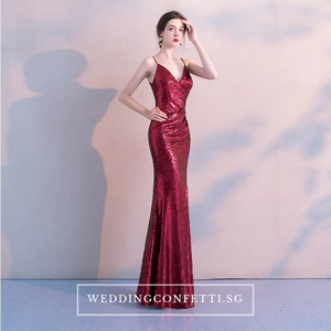 The Soleil Blue/Wine Red/Green Sleeveless Sequined Dress - WeddingConfetti