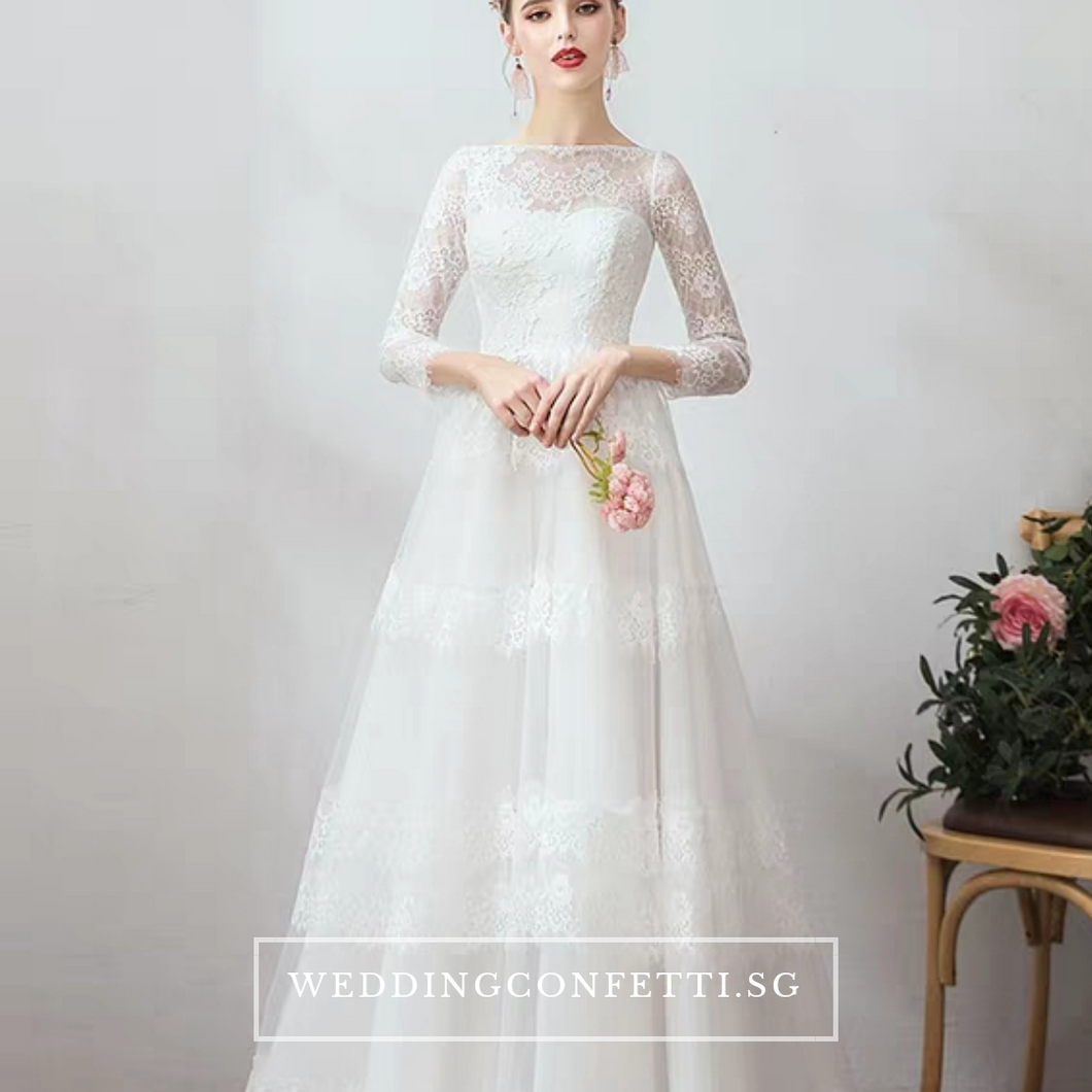 The Caitlyn Wedding Bridal Bohemian White Long Sleeves Gown - WeddingConfetti