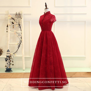 The Jassinta Red Cheongsam Mandarin Collar Short Sleeves Dress - WeddingConfetti