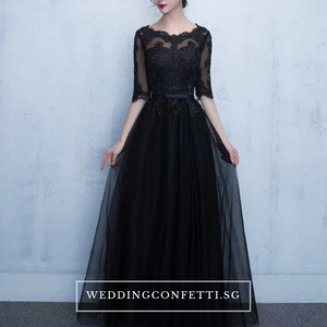 The Arelle Long Sleeves Black/White/Pink/Red/Blue Gown (Available in 4 colours) - WeddingConfetti