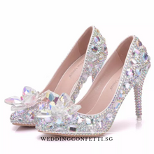 Load image into Gallery viewer, Wedding Bridal Cinderella Crystal Heels - WeddingConfetti