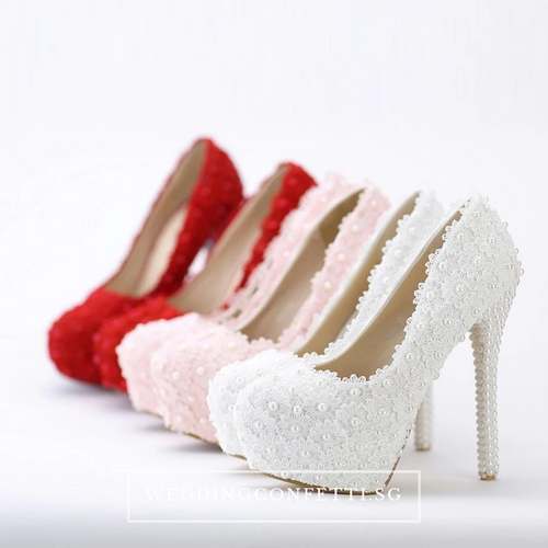 Wedding Bridal Red / Pink / White Heels - WeddingConfetti