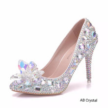 Load image into Gallery viewer, Wedding Bridal Cinderella Crystal Heels - WeddingConfetti