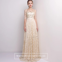 Load image into Gallery viewer, The Vachel Pink / Champagne / Navy Blue Sequined Lace Gown - WeddingConfetti