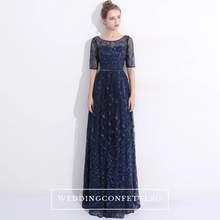 Load image into Gallery viewer, The Vachel Pink / Champagne / Navy Blue Sequined Lace Gown - WeddingConfetti