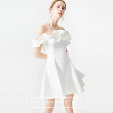 Load image into Gallery viewer, The Wendy White Ruffled Off Shoulder Dress - WeddingConfetti