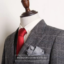 Load image into Gallery viewer, Leonardo Groom Men&#39;s Checkered Brown Grey Suit Jacket, Vest and Pants (3 Piece) - WeddingConfetti