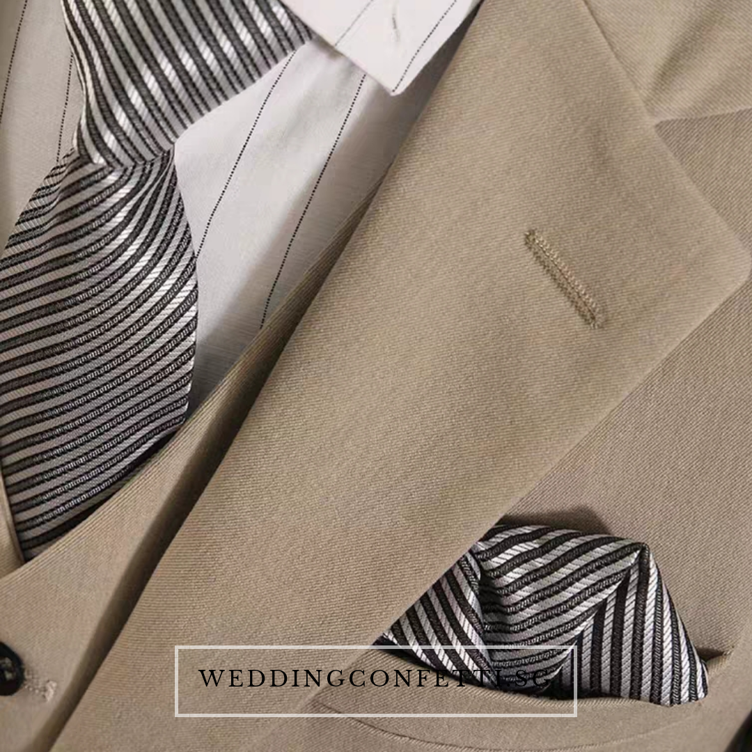 Klause Groom Men s Beige Grey Black Suit Jacket Vest and Pants 3 WeddingConfetti