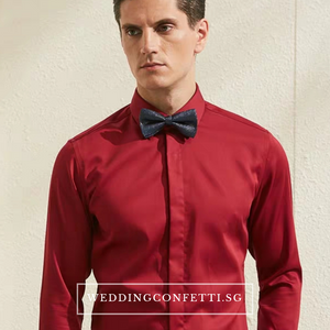Royston Red Long Sleeve Shirt - WeddingConfetti