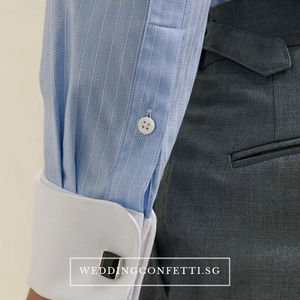 Elliot Blue Striped Long Sleeve Shirt - WeddingConfetti