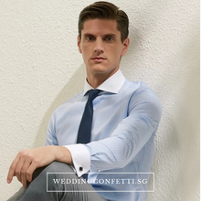 Load image into Gallery viewer, Elliot Blue Striped Long Sleeve Shirt - WeddingConfetti