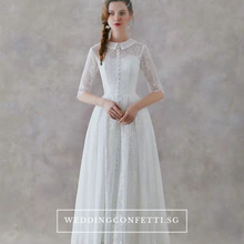 Load image into Gallery viewer, The Raquelle Wedding Bridal Mandarin Collar Long Sleeves Gown - WeddingConfetti