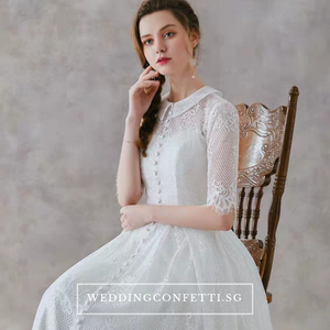 The Raquelle Wedding Bridal Mandarin Collar Long Sleeves Gown - WeddingConfetti