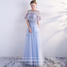 Load image into Gallery viewer, The Pauletta Blue Floral Flare Sleeves Dress - WeddingConfetti