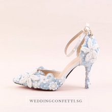 Load image into Gallery viewer, Wedding Bridal Blue Floral Heels - WeddingConfetti