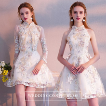 Load image into Gallery viewer, The Clara Cheongsam Mandarin Collar Short Dress - WeddingConfetti