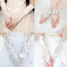 Load image into Gallery viewer, Wedding Lace Satin White Gloves - WeddingConfetti